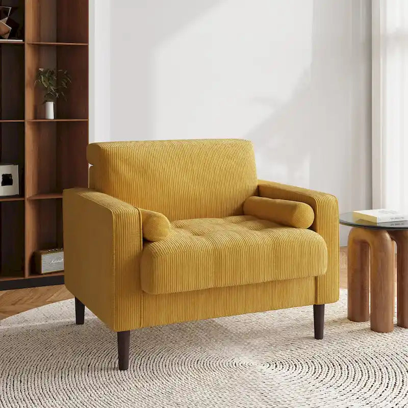 Modern Corduroy Wide Accent Chair with Pillows
