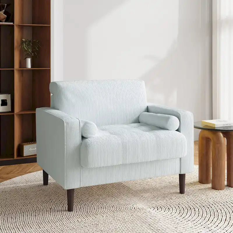 Modern Corduroy Wide Accent Chair with Pillows