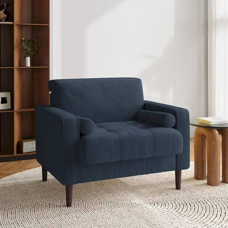 Modern Corduroy Wide Accent Chair with Pillows