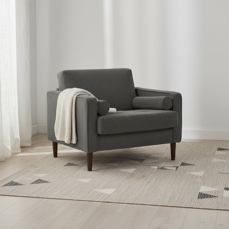 Modern Corduroy Wide Accent Chair with Pillows