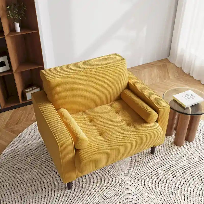 Modern Corduroy Wide Accent Chair with Pillows