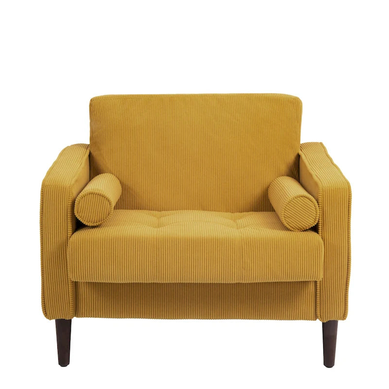 Modern Corduroy Wide Accent Chair with Pillows