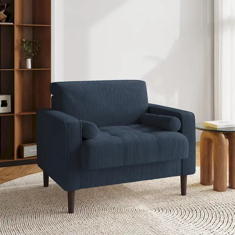 Modern Corduroy Wide Accent Chair with Pillows
