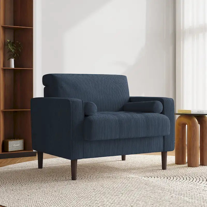 Modern Corduroy Wide Accent Chair with Pillows