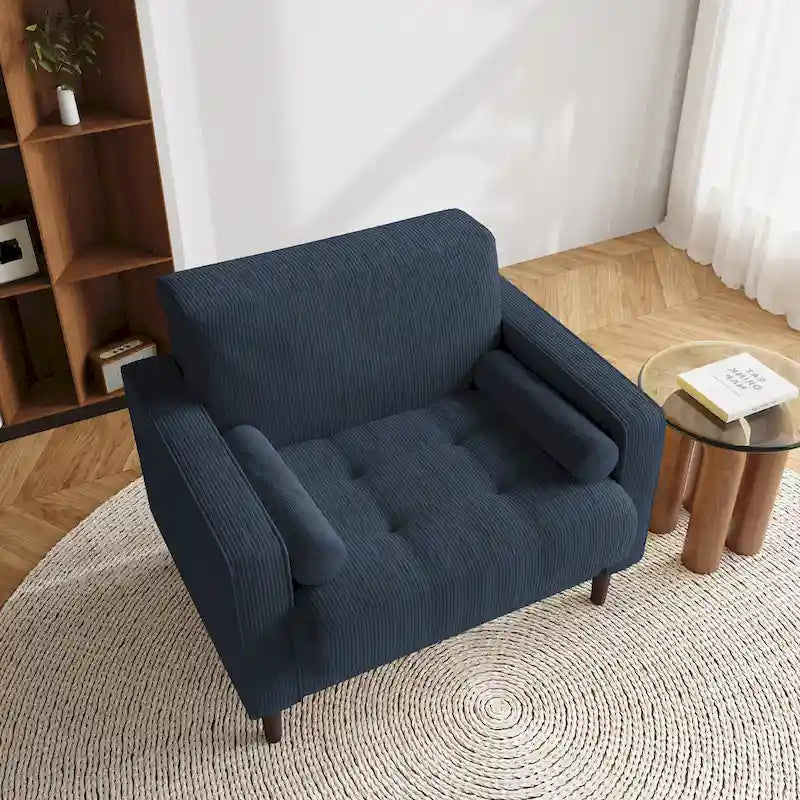 Modern Corduroy Wide Accent Chair with Pillows