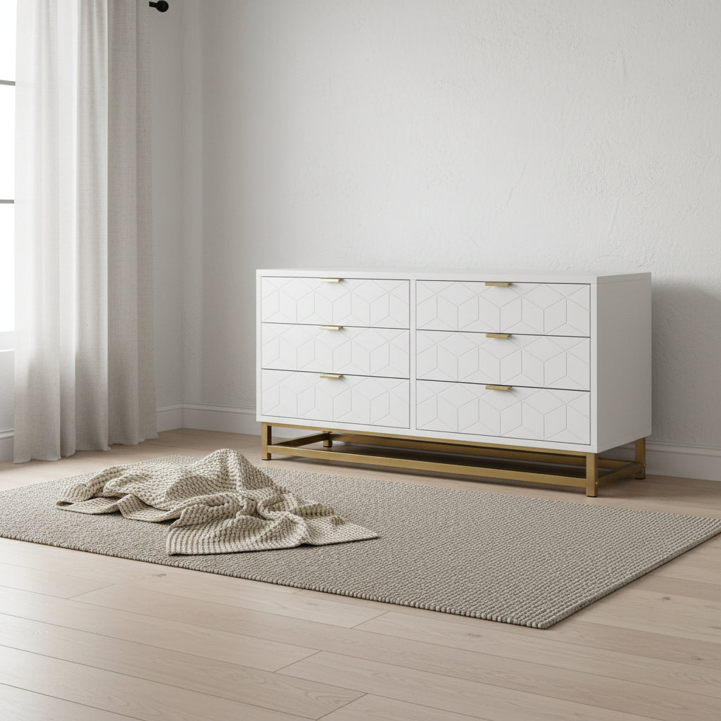 6 Drawer Dresser For Bedroom With Modern Style