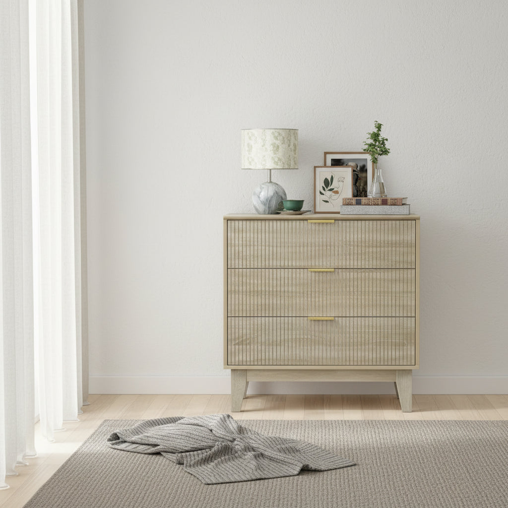 Anmytek Modern 3-Drawer Dresser Wood Chest of Drawers Storage Cabinet for Bedroom