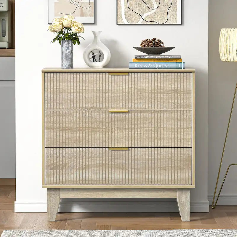 Modern 3-Drawer Dresser Wood Chest of Drawers Storage Cabinet for Bedroom