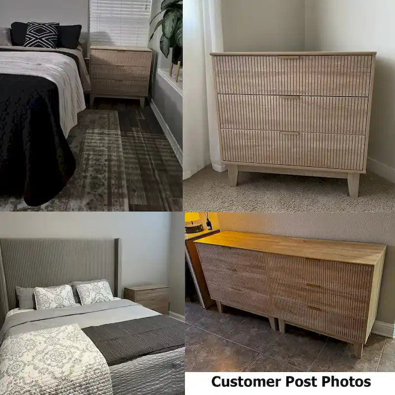 Modern 3-Drawer Dresser Wood Chest of Drawers Storage Cabinet for Bedroom