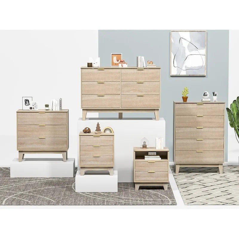 Modern 3-Drawer Dresser Wood Chest of Drawers Storage Cabinet for Bedroom