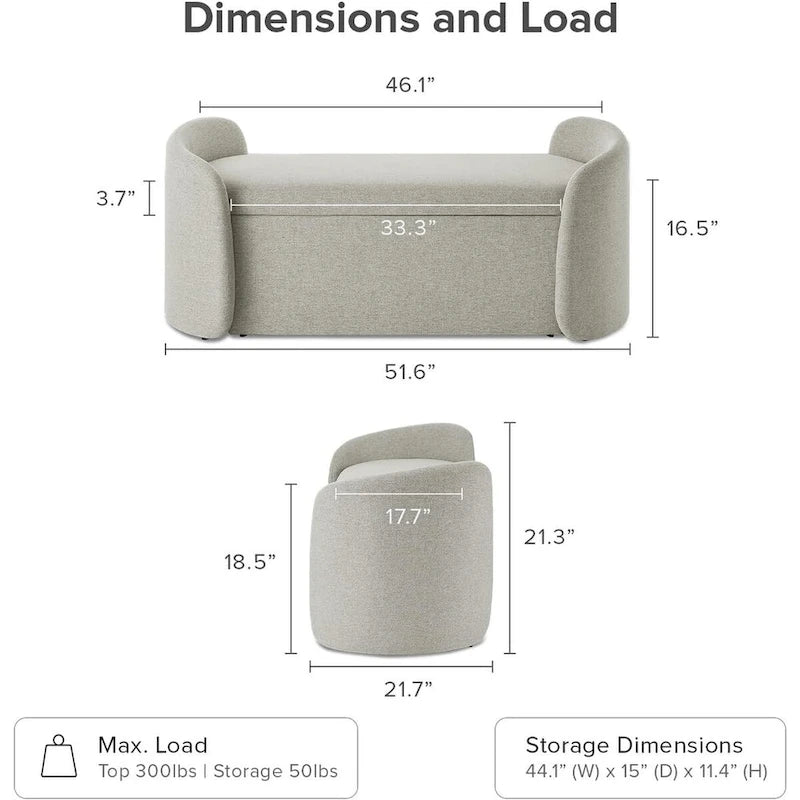 51 Ottoman Storage Bench, Entryway Bench with Storage