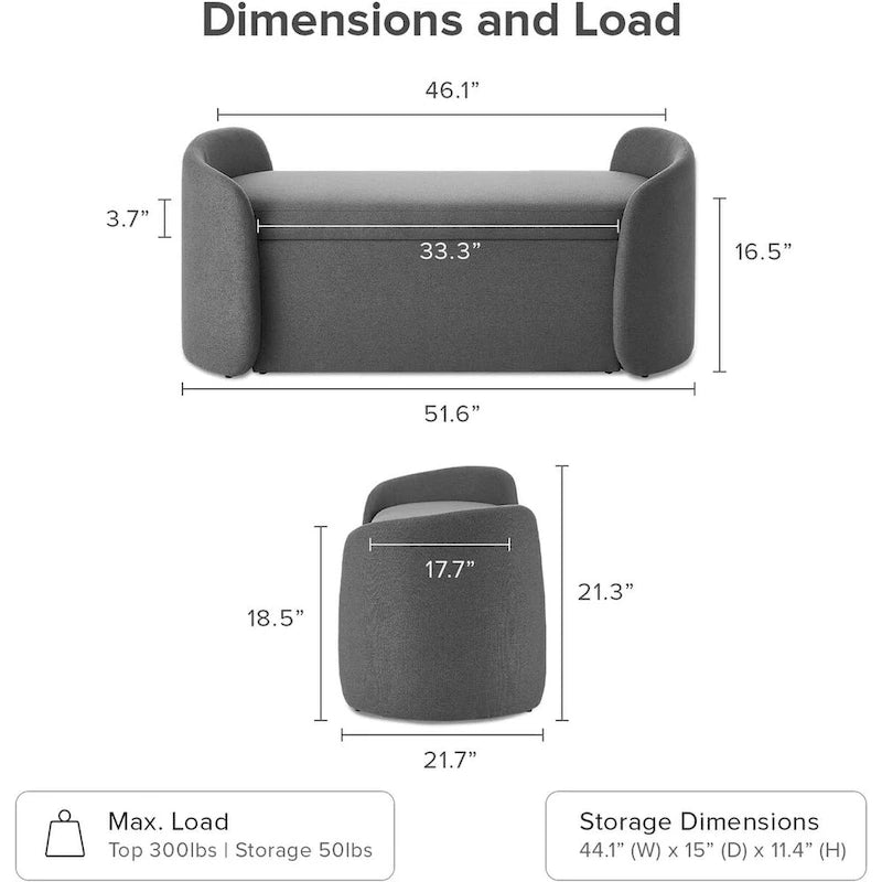 51 Ottoman Storage Bench, Entryway Bench with Storage