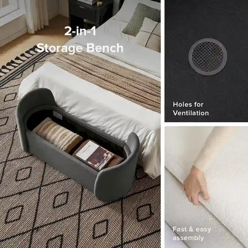 51 Ottoman Storage Bench, Entryway Bench with Storage