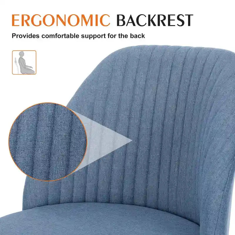 Armless Home Office Desk Chair with Wheels Adjustable Swivel Task Computer Vanity Chair for Small Spaces