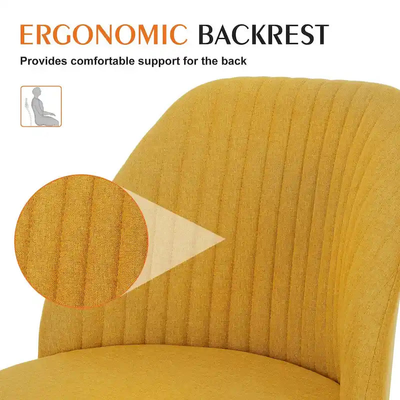Armless Home Office Desk Chair with Wheels Adjustable Swivel Task Computer Vanity Chair for Small Spaces