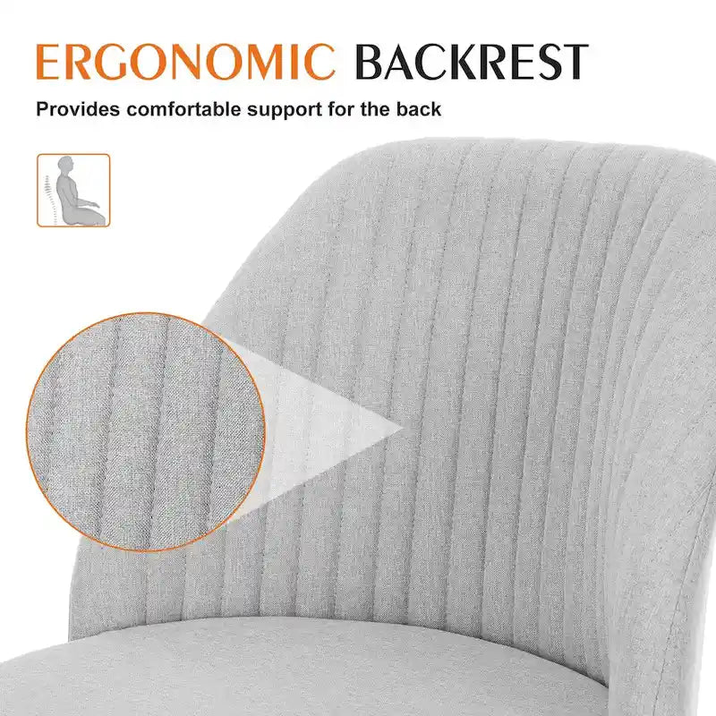 Armless Home Office Desk Chair with Wheels Adjustable Swivel Task Computer Vanity Chair for Small Spaces