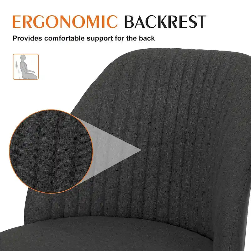 Armless Home Office Desk Chair with Wheels Adjustable Swivel Task Computer Vanity Chair for Small Spaces
