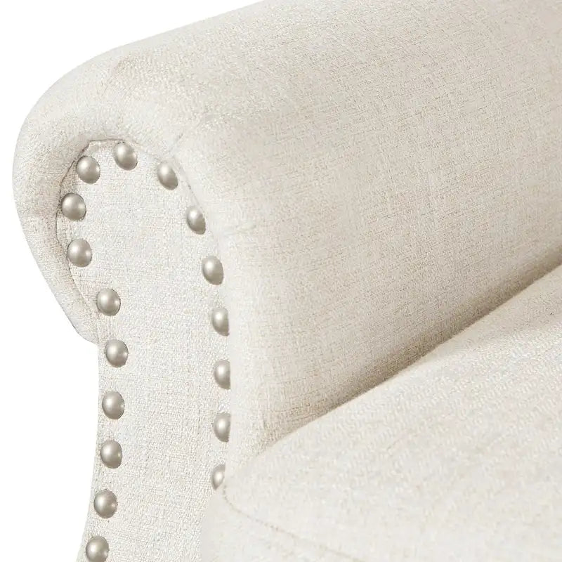 Modern Solid Wood Armchair Upholstered Fabric/Faux Leather Accent Chair for Living Room