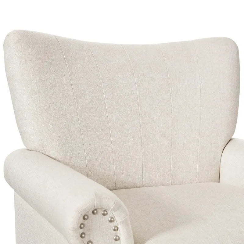 Modern Solid Wood Armchair Upholstered Fabric/Faux Leather Accent Chair for Living Room