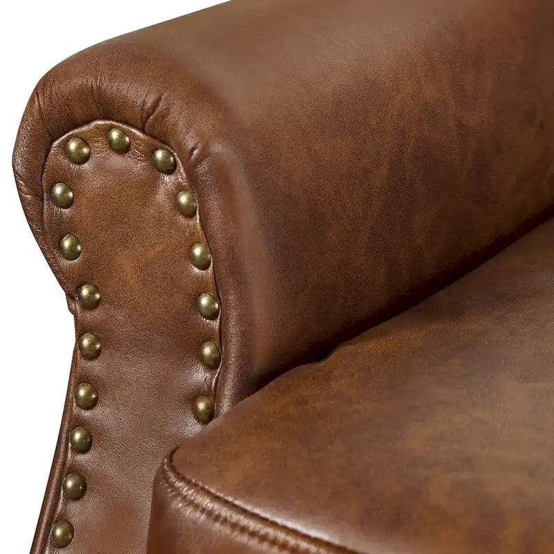 Modern Solid Wood Armchair Upholstered Fabric/Faux Leather Accent Chair for Living Room