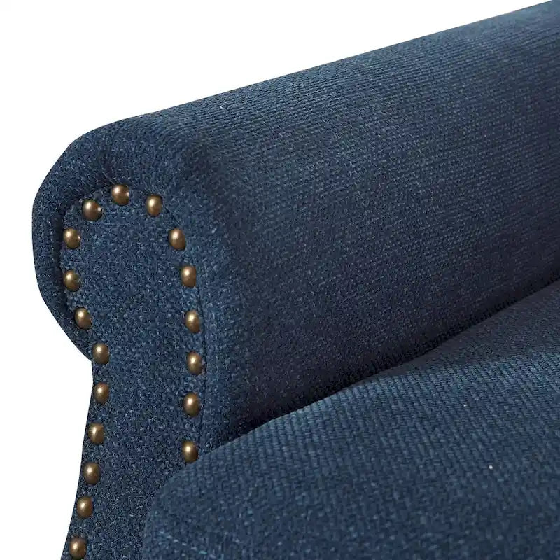 Modern Solid Wood Armchair Upholstered Fabric/Faux Leather Accent Chair for Living Room