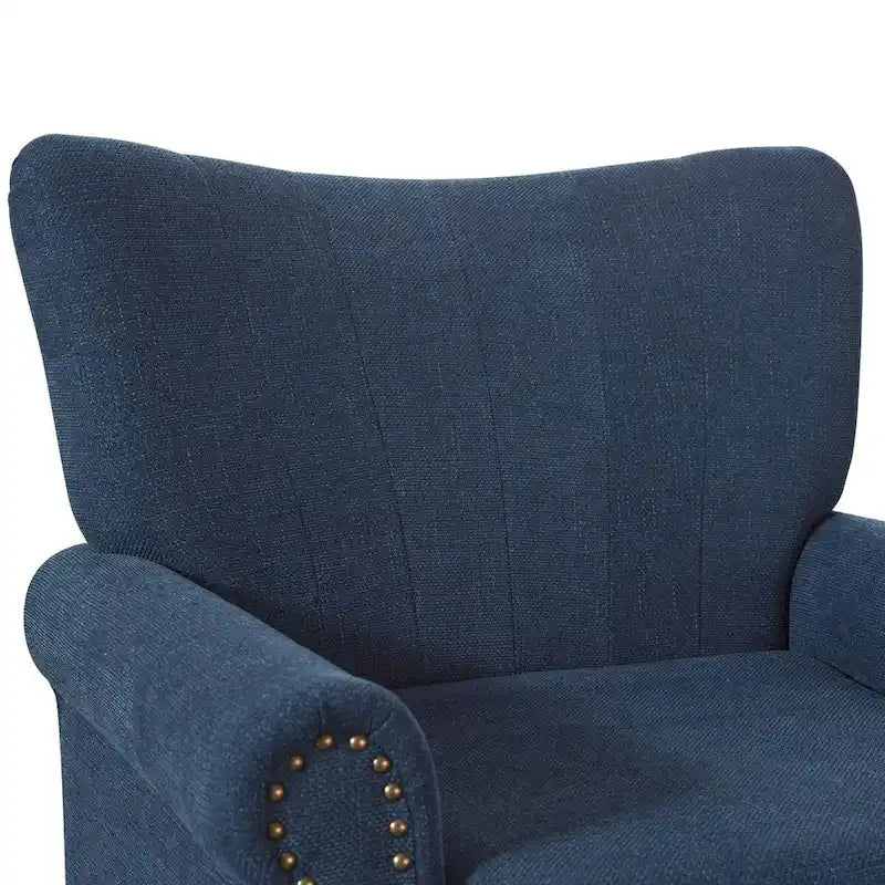 Modern Solid Wood Armchair Upholstered Fabric/Faux Leather Accent Chair for Living Room