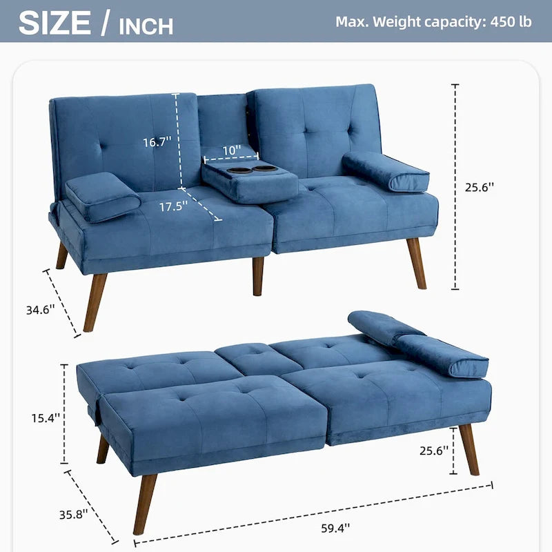 Futon Couch Sofa Bed, Small Sleeper Sofa Chair Loveseat
