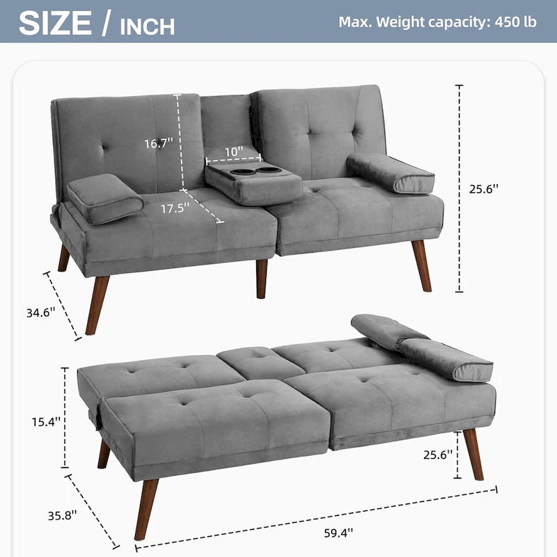 Futon Couch Sofa Bed, Small Sleeper Sofa Chair Loveseat