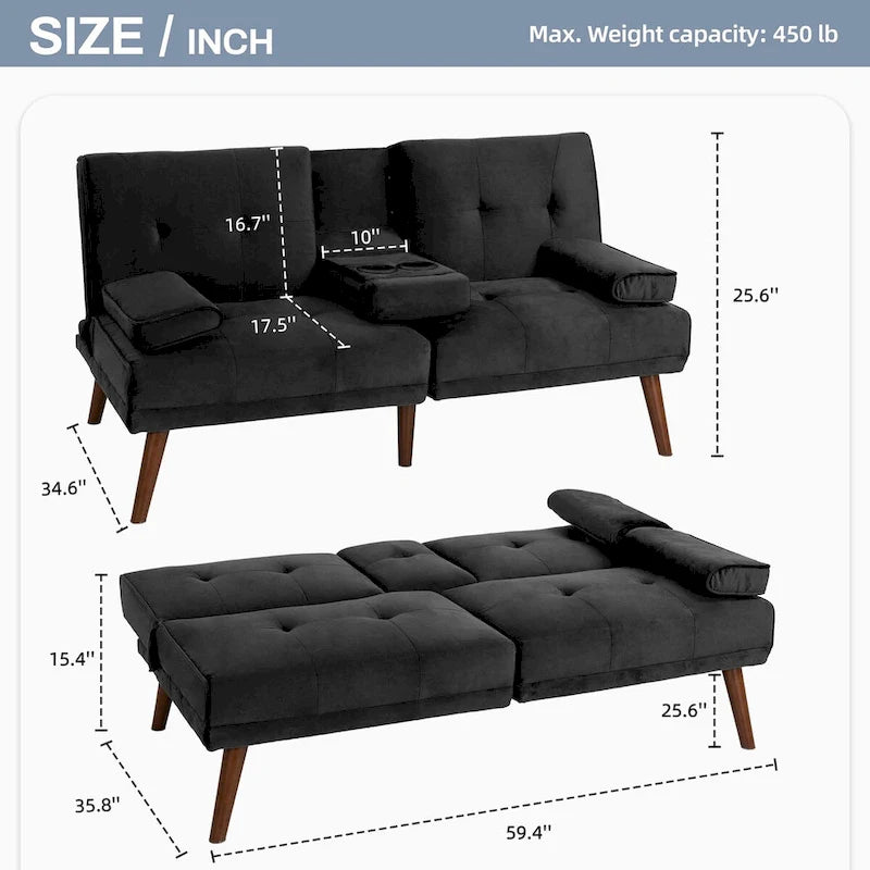 Futon Couch Sofa Bed, Small Sleeper Sofa Chair Loveseat