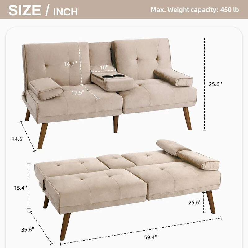 Futon Couch Sofa Bed, Small Sleeper Sofa Chair Loveseat