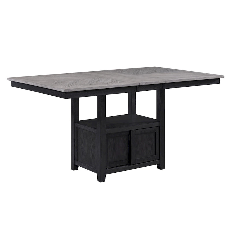 60 -72 Inch Counter Height Table, Extendable, Light Gray, Black