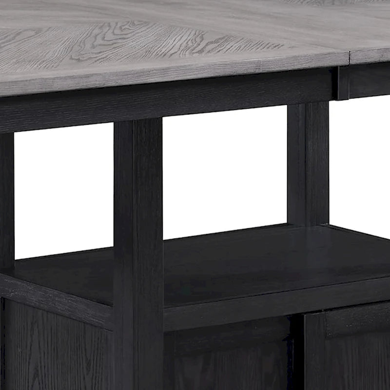 60 -72 Inch Counter Height Table, Extendable, Light Gray, Black