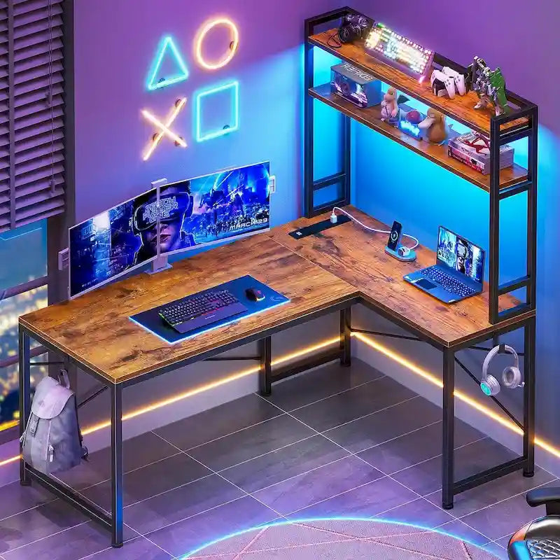 L Shaped Gaming Desk Reversible 45.3 in Small Corner Desk