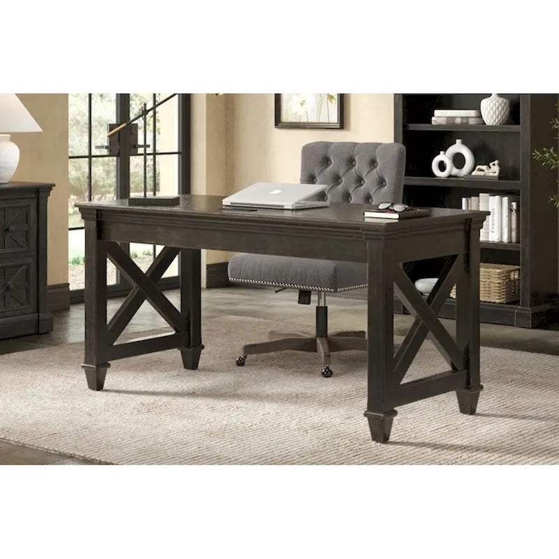 Traditional Wood Writing Desk, Dark Brown