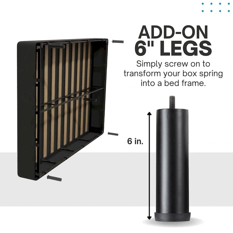 2-in-1 Metal Box Spring Foundation & Bed Frame, Headboard Brackets & Legs Included